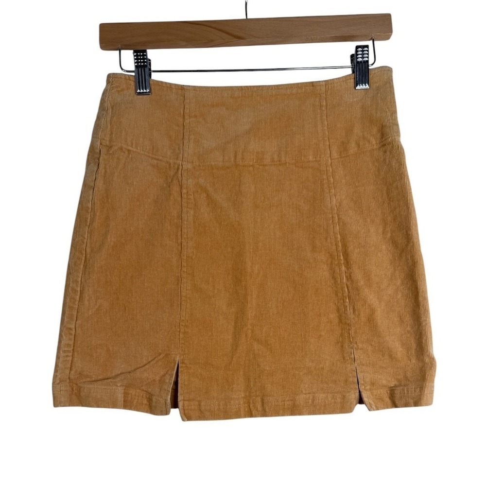 NWT KORI America Women's Yellow Corduroy Mini Skirt Size Small